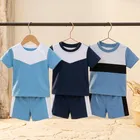 Solid Cotton Blend Top & Bottom Set for Boys 