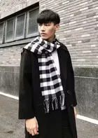 Cotton Blend Checked Muffler for Men 