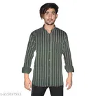 Cotton Blend Checked Shirt for Men, D-Green 