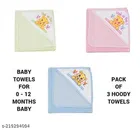 Baby Hooded Towel Wrapper Blanket (Multicolor, 27x37 inches) (Pack of 3)