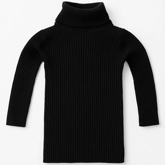 Woolen Solid Hi-Neck Sweater for Kids (Black, Xl)