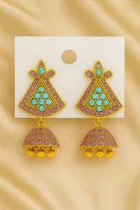 Women's Designer Gold & Silver-Tone Fancy Jhumka Earrings Set 
