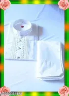 Cotton Blend Solid Kurta Set for Men, White 