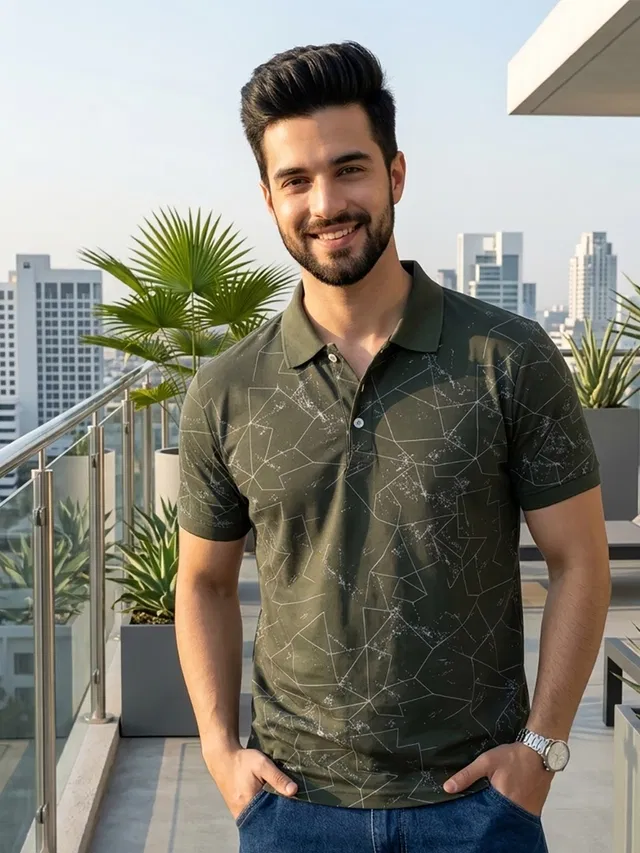Polo T-shirt for Men (Olive, XL)