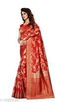 Litchi Silk Zari Woven Saree for Women, Red 