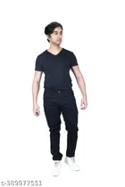 Denim Slim Fit Jeans for Men (Black, 28)