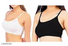 Cotton Blend Solid Bras for Women, Black & White, Pack of 2 