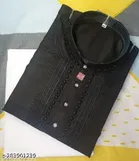 Cotton Blend Embroidered Kurta with Pyjama for Men 