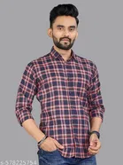 Polycotton Checked Shirts for Men, Red 