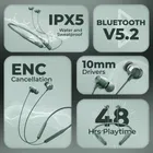 TECHFIRE T60 Pro Bluetooth Neckband with ANC/ENC [Green]