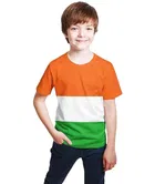 Cotton Blend Round Neck Tricolor T-Shirt for Boys 