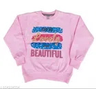 Fleece Printed Full Sleeves Round Neck Sweatshirt for Girls (Light Pink, 3-4 Years)