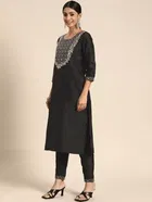 Embroidered Kurta Set with Dupatta for Women 