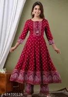 Printed Rayon Kurta Set for Women 
