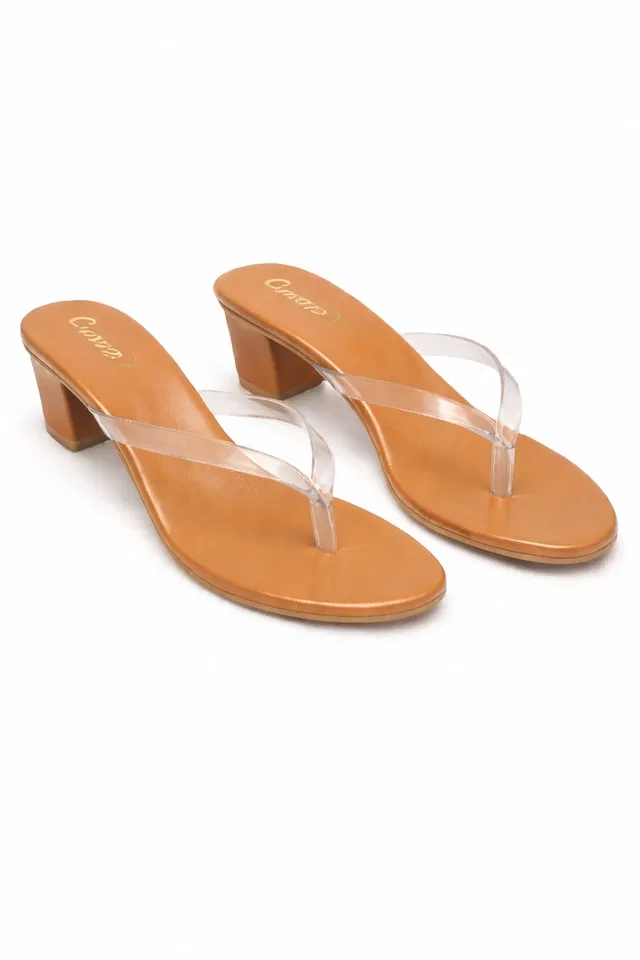 Solid Block Sandals for Women (Brown, 5)