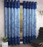 KANUSHI Industries® 2 Pieces Washable Polyster Panel Design Eyelet Window Curtain Set 