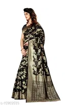 Litchi Silk Zari Woven Saree for Women, Black 
