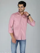 Polycotton Solid Shirts for Men, Coral 