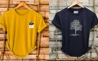Polyester Round Neck T-Shirt for Men (Multicolor, L) (Pack of 2)
