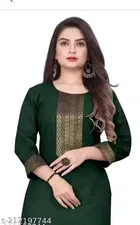 Stylish Cotton Blend Lace Printed Kurti For women 