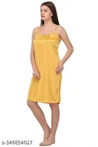 Satin Solid Nightdress for Women, Yellow & Pink, Pack of 2 