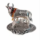 Bhardwaj Retails Kamdhenu Cow and Calf Silver Idol 