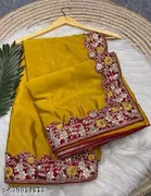 Chinnon Saree for Women, Yellow 