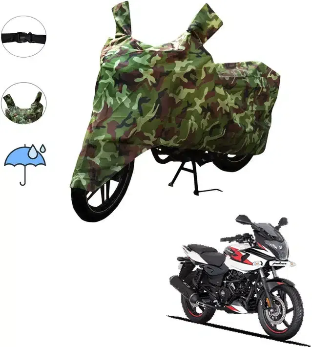 Waterproof & UV Protection Polyester Full Body Cover for Bajaj Pulsar 220 DTS-i Bike (Green)
