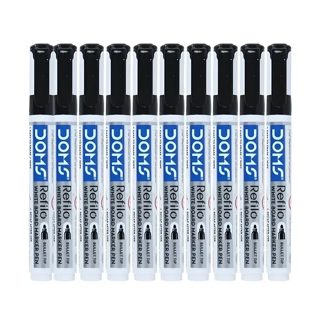 DOMS Refilo White Board Marker (Pack of  10, Black)