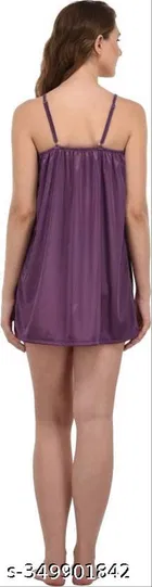 Satin Solid Babydoll for Women, Purple 