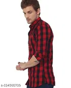 Cotton Blend Checked Shirt for Men, Maroon 