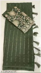 Georgette Embroidered Saree for Women, Black 