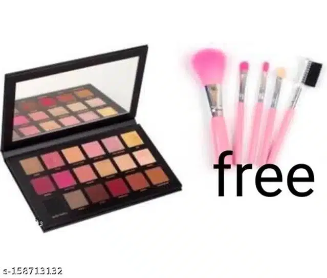 Premium Eyeshadow Palette with 5 Pcs Makeup Brushes (Multicolor, Set of 2)