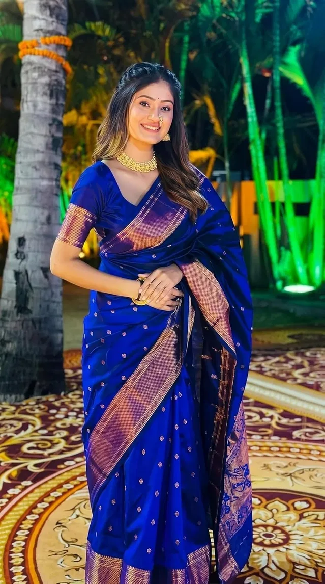 Banarasi Blue Art Silk Printed Saree for Women