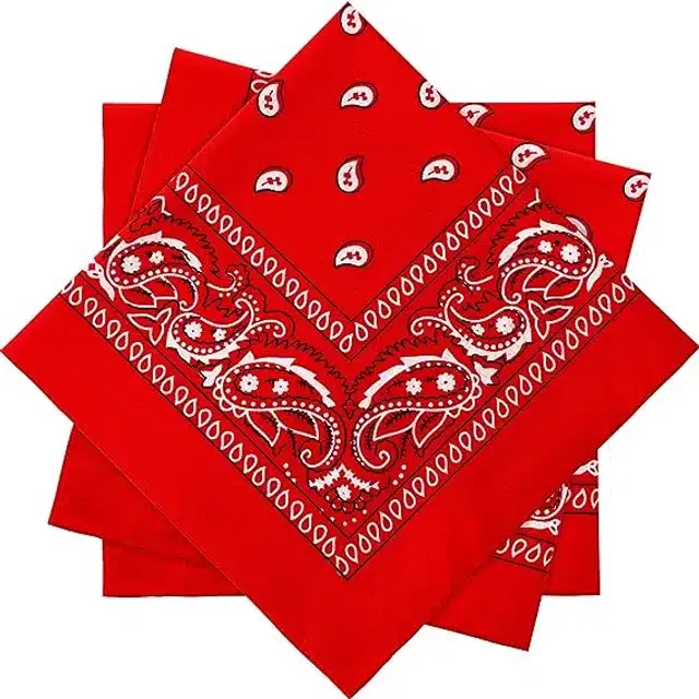 Cotton Blend Handkerchief for Men (Red, Pack of 3)