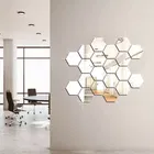 Acrylic Hexagon Shaped Wall Mirror Stickers 
