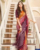 Striped Saree with Unstitched Blouse for Women 