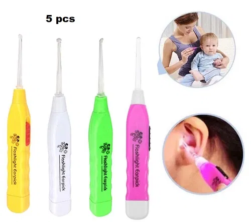 Ear Wax Cleaning Tool with LED Light (Multicolor, Pack of 5)