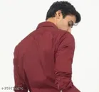 Cotton Blend Solid Shirt for Men, Maroon 