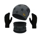 Woolen Printed Cap & Neck Warmer with Gloves for Men 