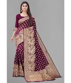 Litchi Silk Woven Design Saree for Women, Purple 