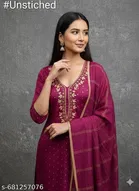 Silk Blend Embroidered Punjabi/All Over Suits Semi-Stitched Suits 