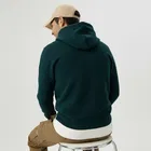 Cotton Blend Colorblocked Hooded Jacket for Men, Green 