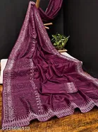 Georgette Printed Saree For Women, Purple