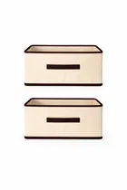 Craft Bazar Multipurpose Foldable Fabric Storage Box with Front Handle for Clothes, Wardrobe Books and Home Organization Pack of 2