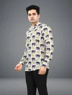 Cotton Blend Printed Kurta for Men 