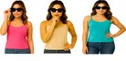 Cotton Solid Camisole for Women, Multicolour, Pack of 3 