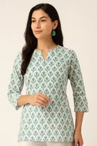 Rayon Block Print Short Kurti for Women 