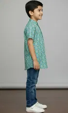 Cotton Blend Shirt For Boys, Green 