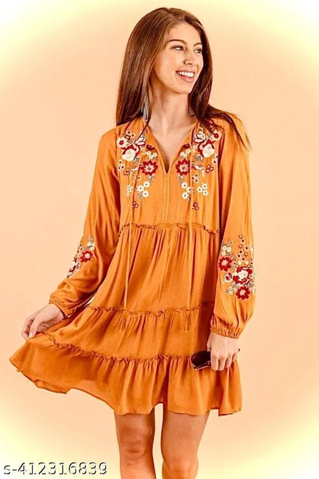 Full Sleeves Top for Women (Orange, XXL)